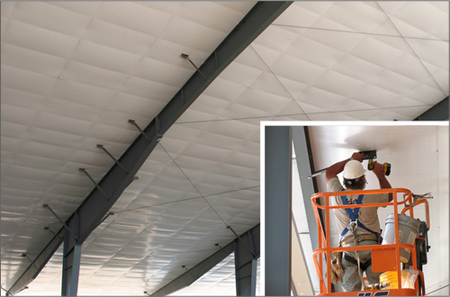 rafter brace clips being installed from underside